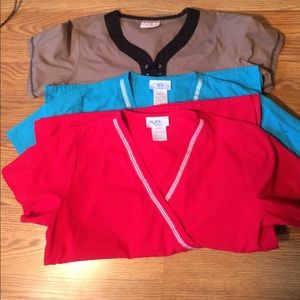 3 women's scrub tops size XS