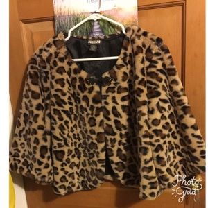 Leopard print short waist coat.