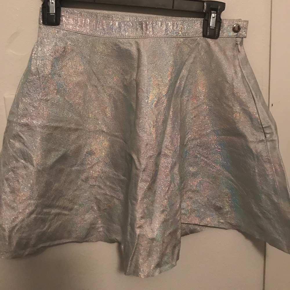 American apparel holographic leather circle skirt