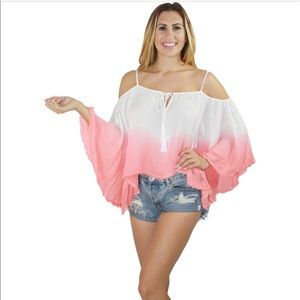 Dip Dye Cold Shoulder Top