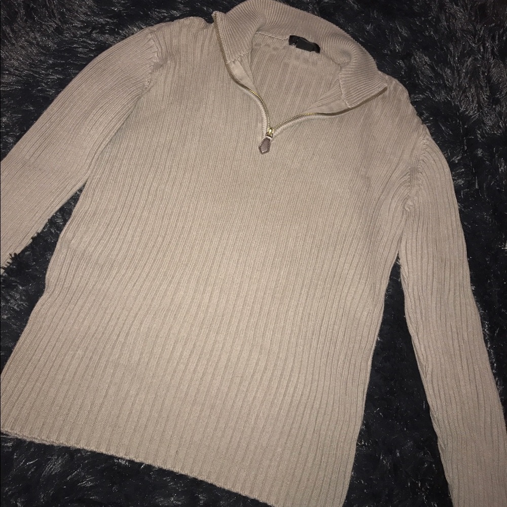 tan quarter zip sweater