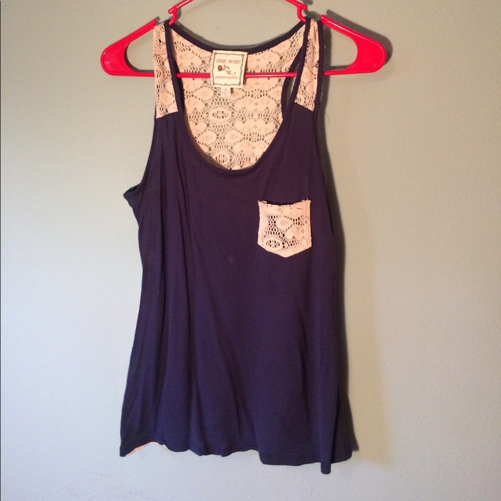 Women's Pink Rose blue tank top size M