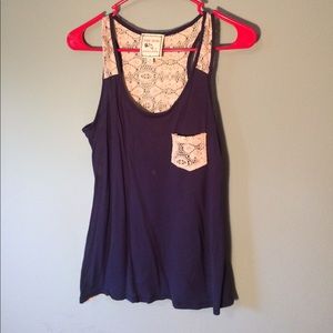 Women's Pink Rose blue tank top size M