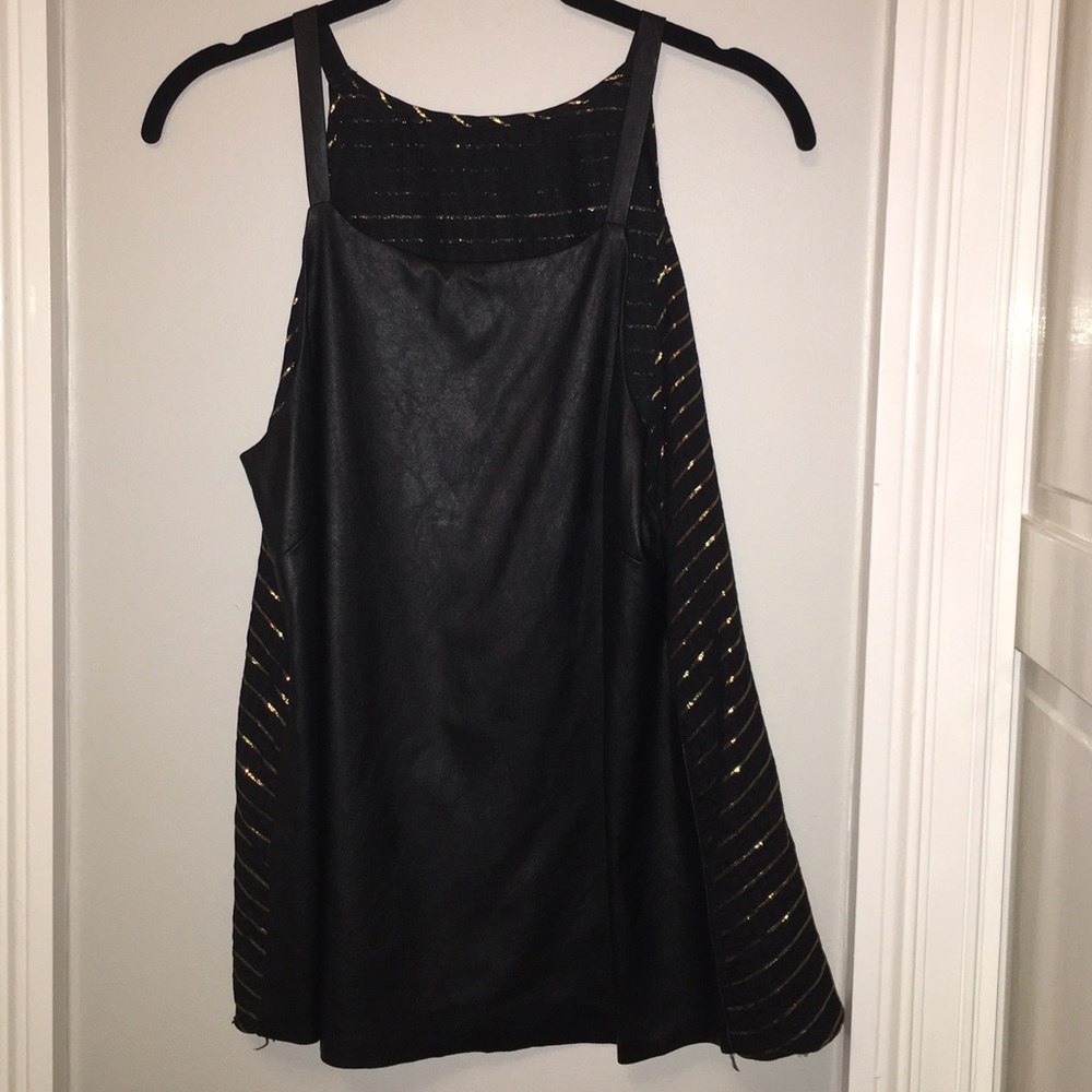 Faux black leather top