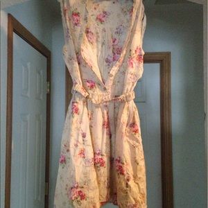 Yellow, rose print dress