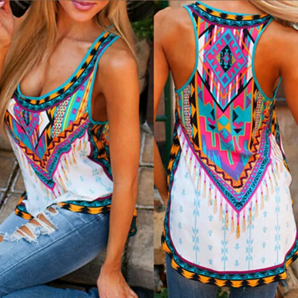 Brand New Bohemian Multi Colored Tank Top - Picture 2 of 6