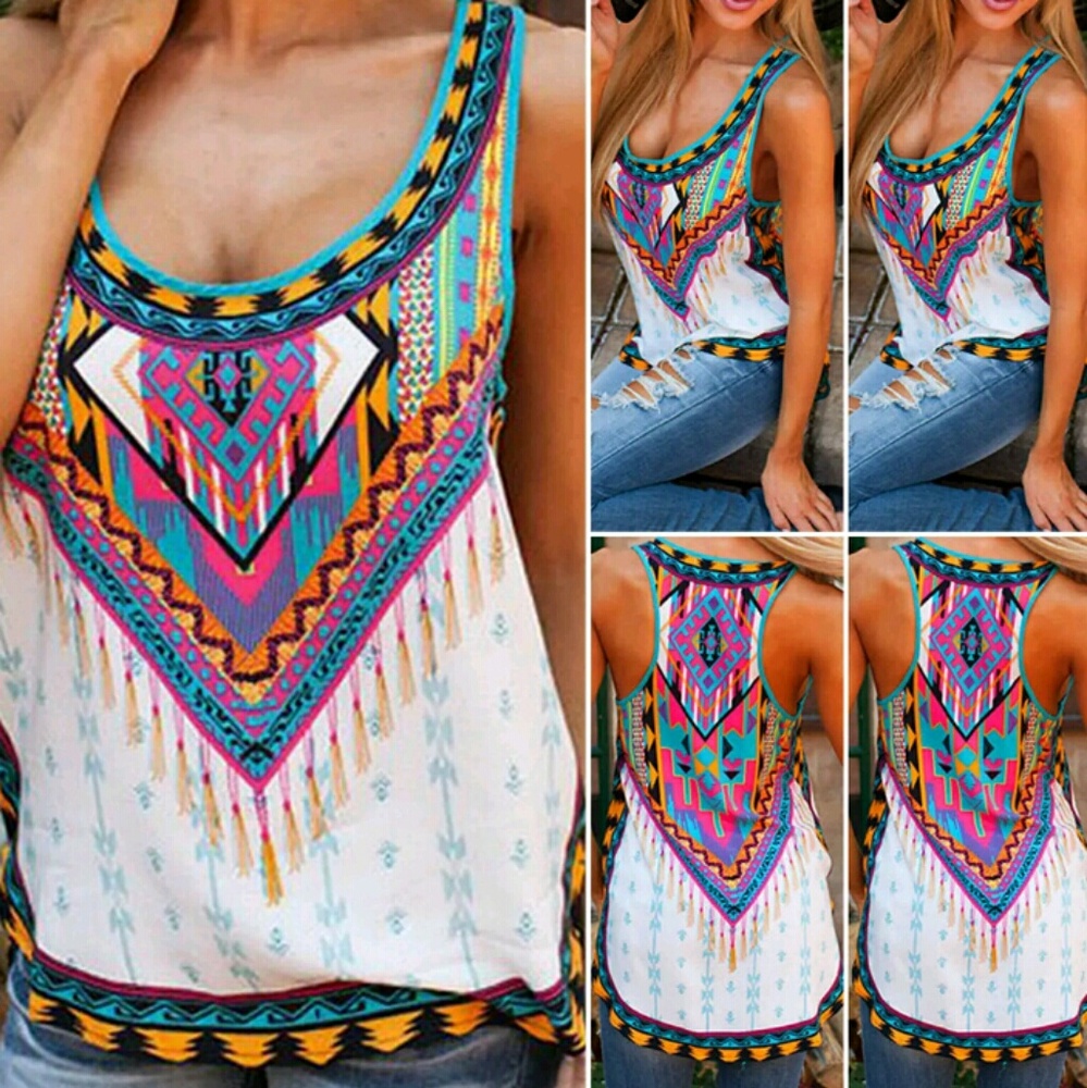 Brand New Bohemian Multi Colored Tank Top - Picture 3 of 6