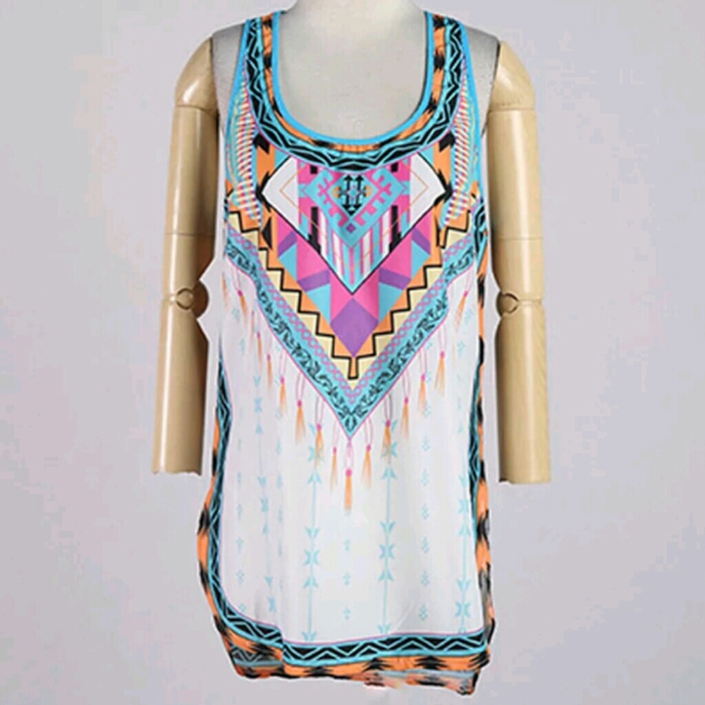 Brand New Bohemian Multi Colored Tank Top - Picture 4 of 6