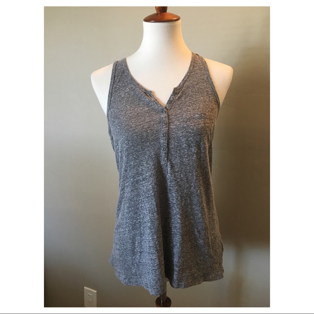 AMERICAN EAGLE : Racerback Henley Burnout Tank