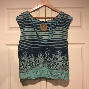 Free People sz 6 green striped top