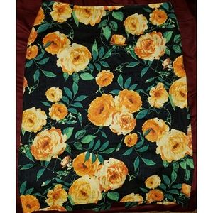 Floral yellow and green pencil skirt