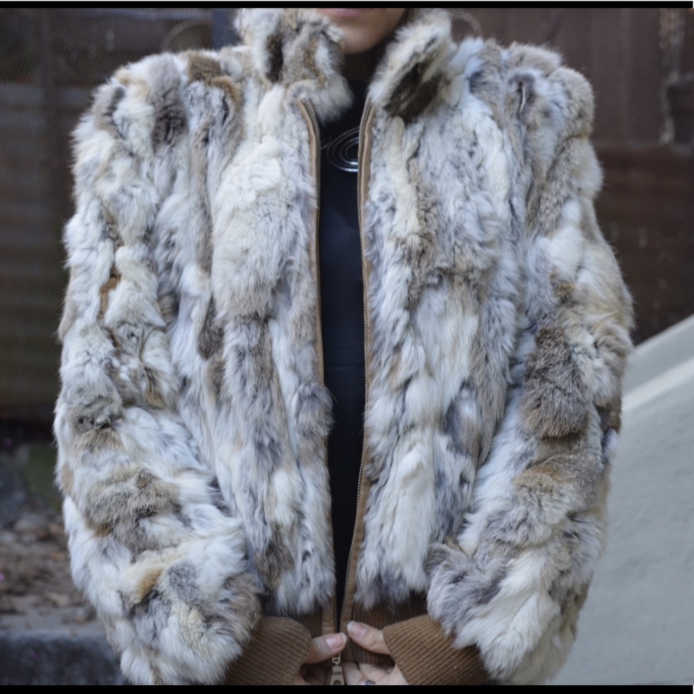 Wilsons Leathers Rabbit Fur Bomber Jacket