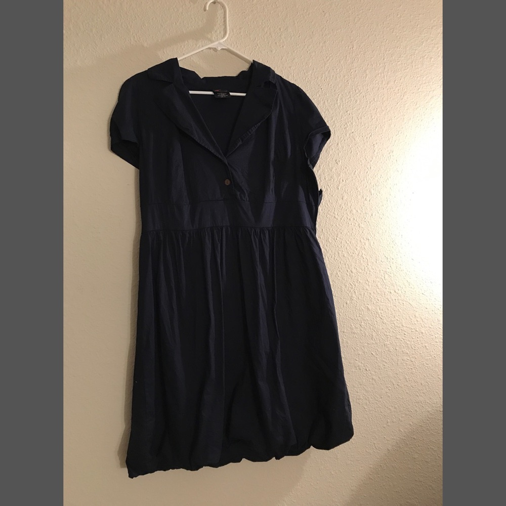 Navy knee length dress with bubble skirt