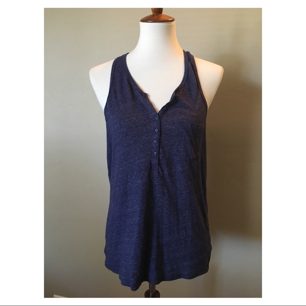 AMERICAN EAGLE : Racerback Henley Burnout Tank