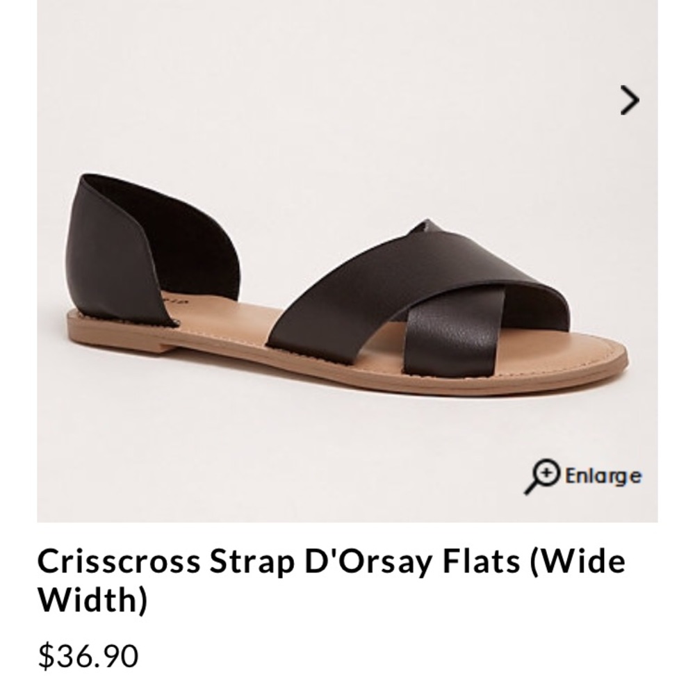 Torrid Black Crisscross Strap Sandal Flats