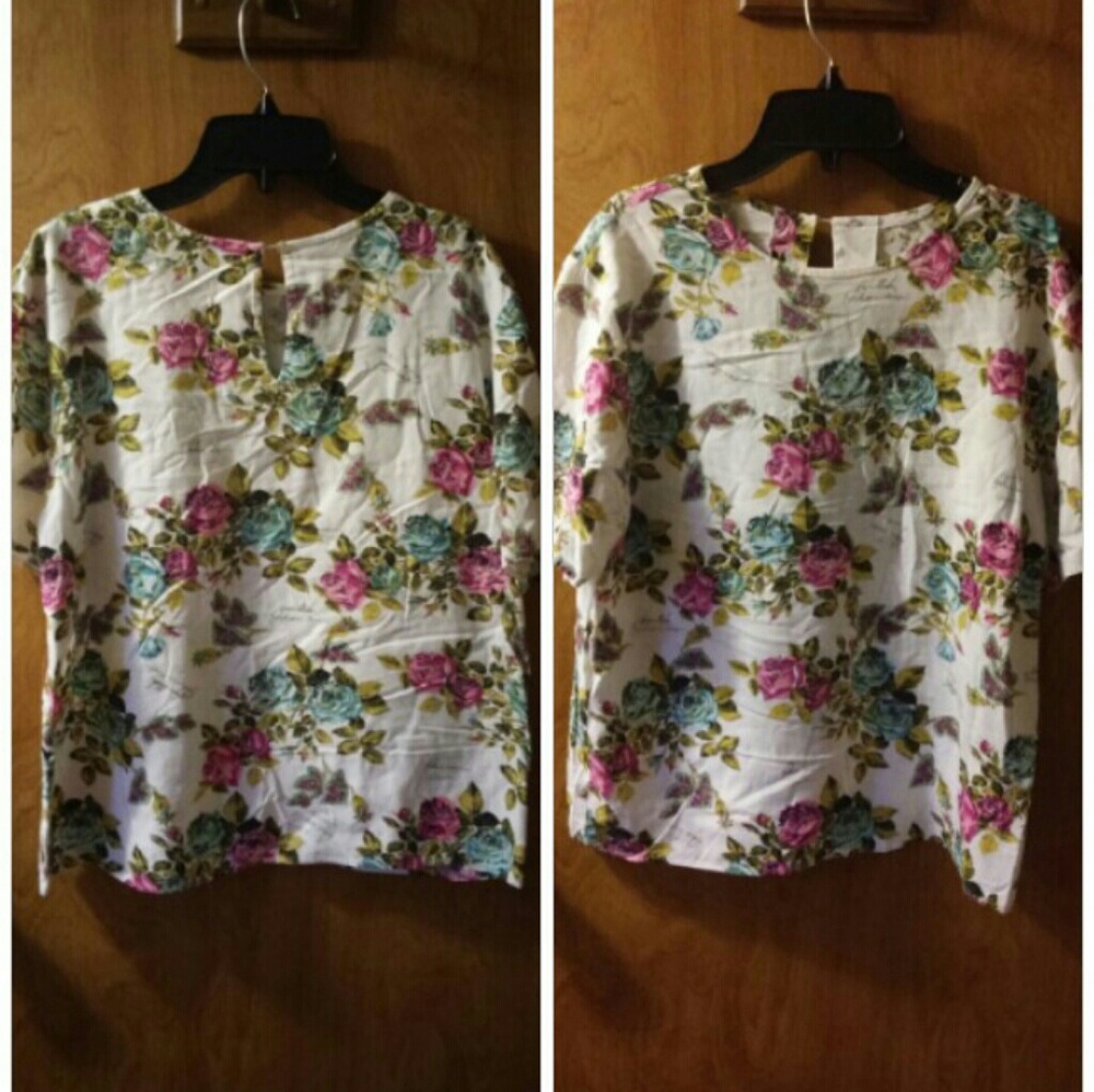 Langtry short sleeved floral print top