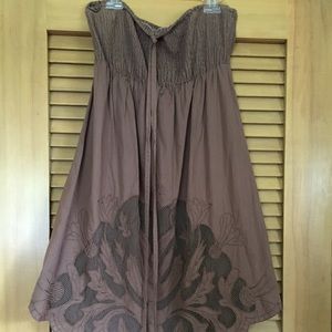 Tropical Brown Embroidered Dress