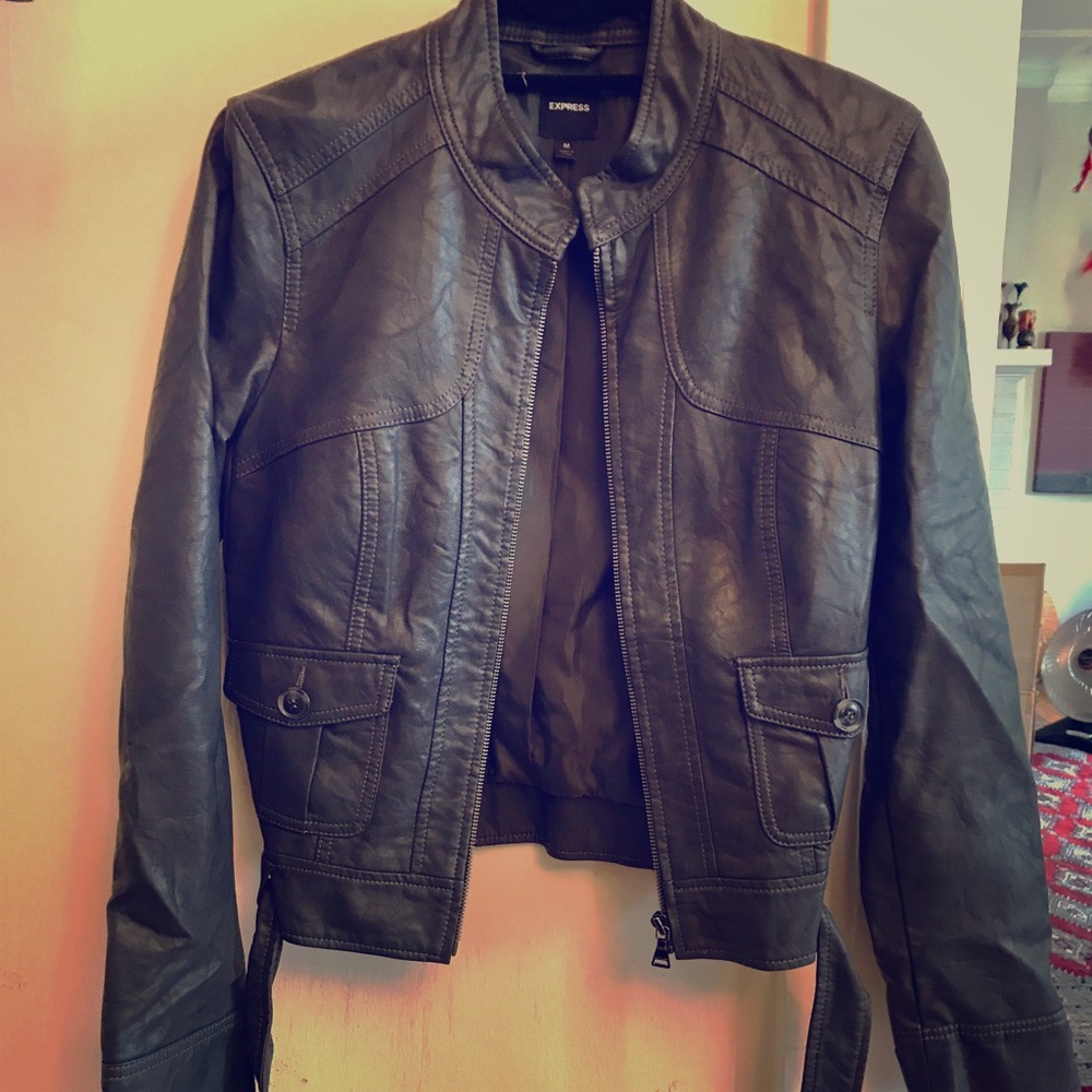 Gray faux leather jacket