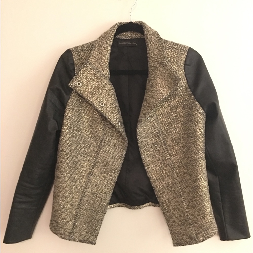 Generation Love jacket with leather sleeve detail