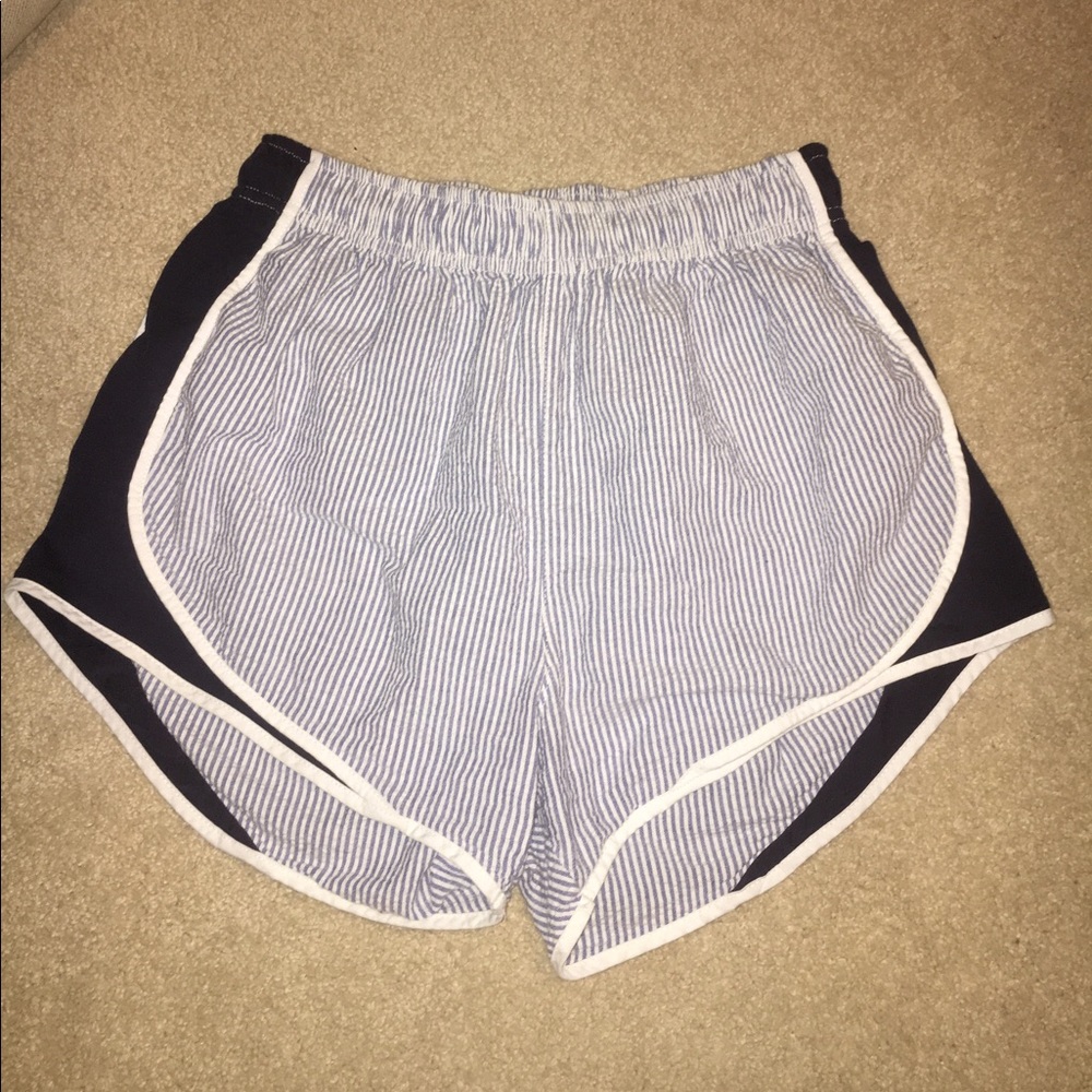 Navy and white lauren james seersucker shorts