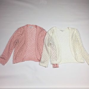 BUNDLE 💫 pink and white crochet shrug SZ M