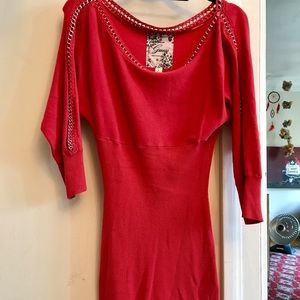 Long pink salmon sweater, or can be worn as dress