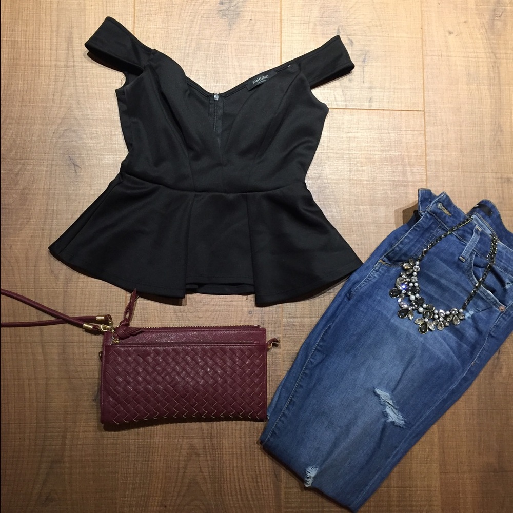 Nordstrom TopShop Plunge Peplum Top ✨