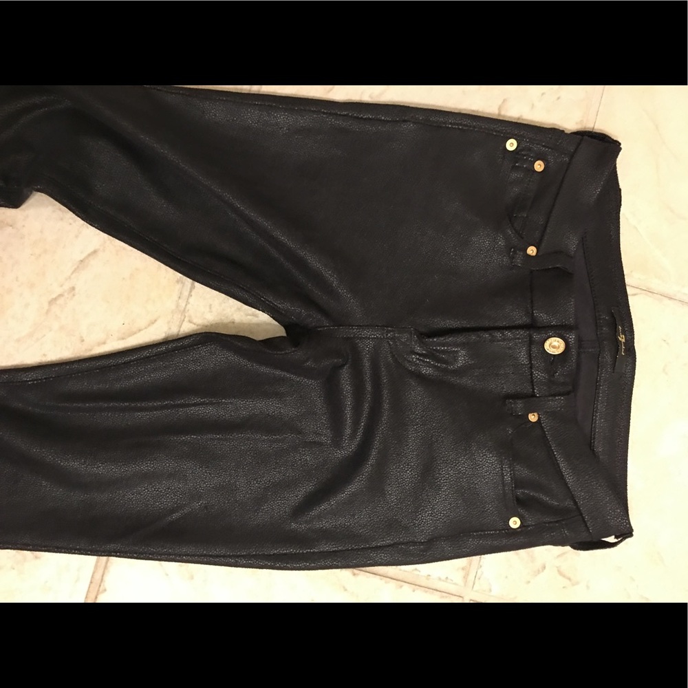 Seven for All Mankind black leather -type jeans.