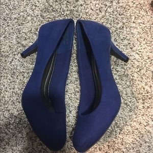 Blue suede heels