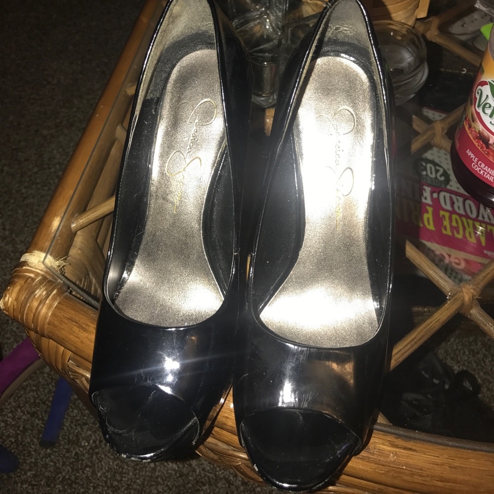 Black OpenToed Pumps