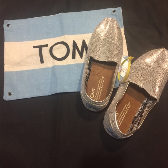 TOMS Shoes - TOMS Y3.5 SILVER GLITTER FLATS with bag