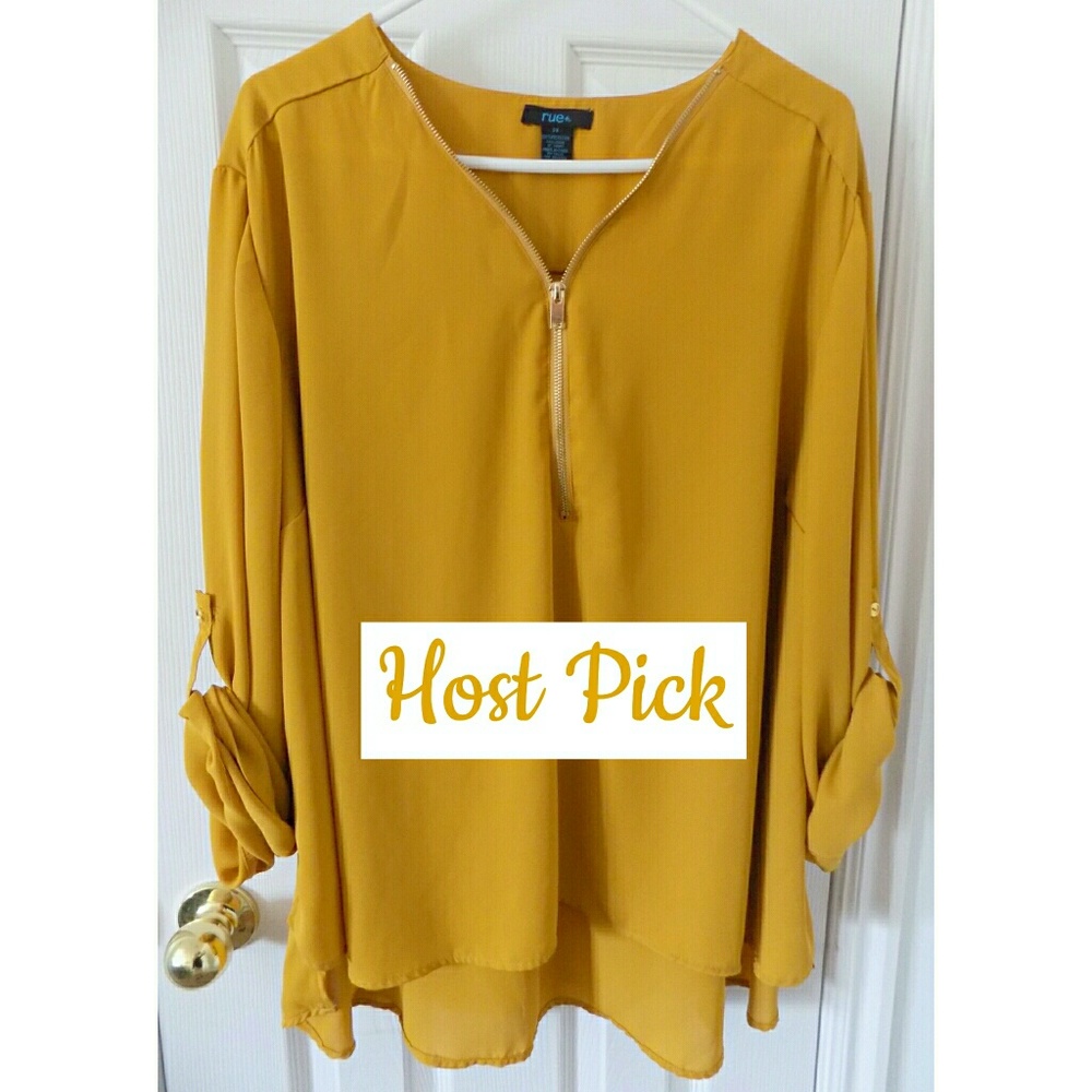 ⚡SALE! HP! rue+ Mustard Yellow Popover Blouse