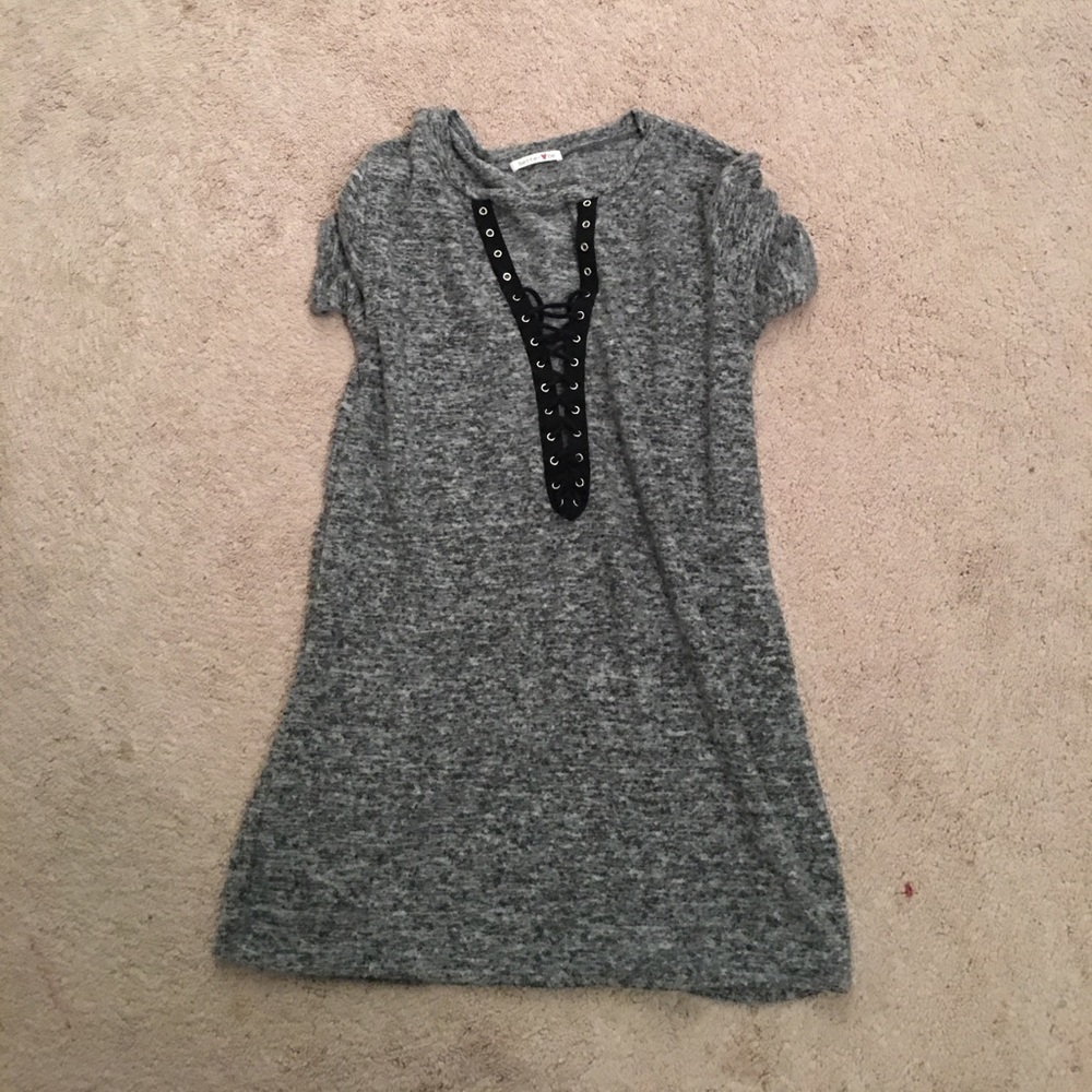 Lace up tshirt dress