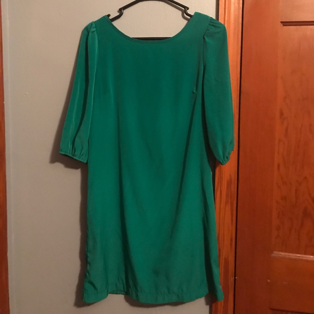 Green low back dress
