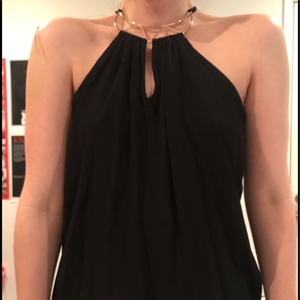 Black top with gold neckline