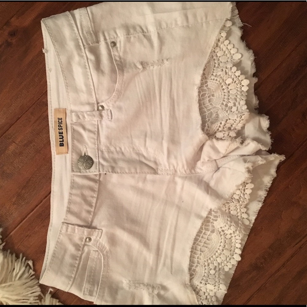 White crochet shorts