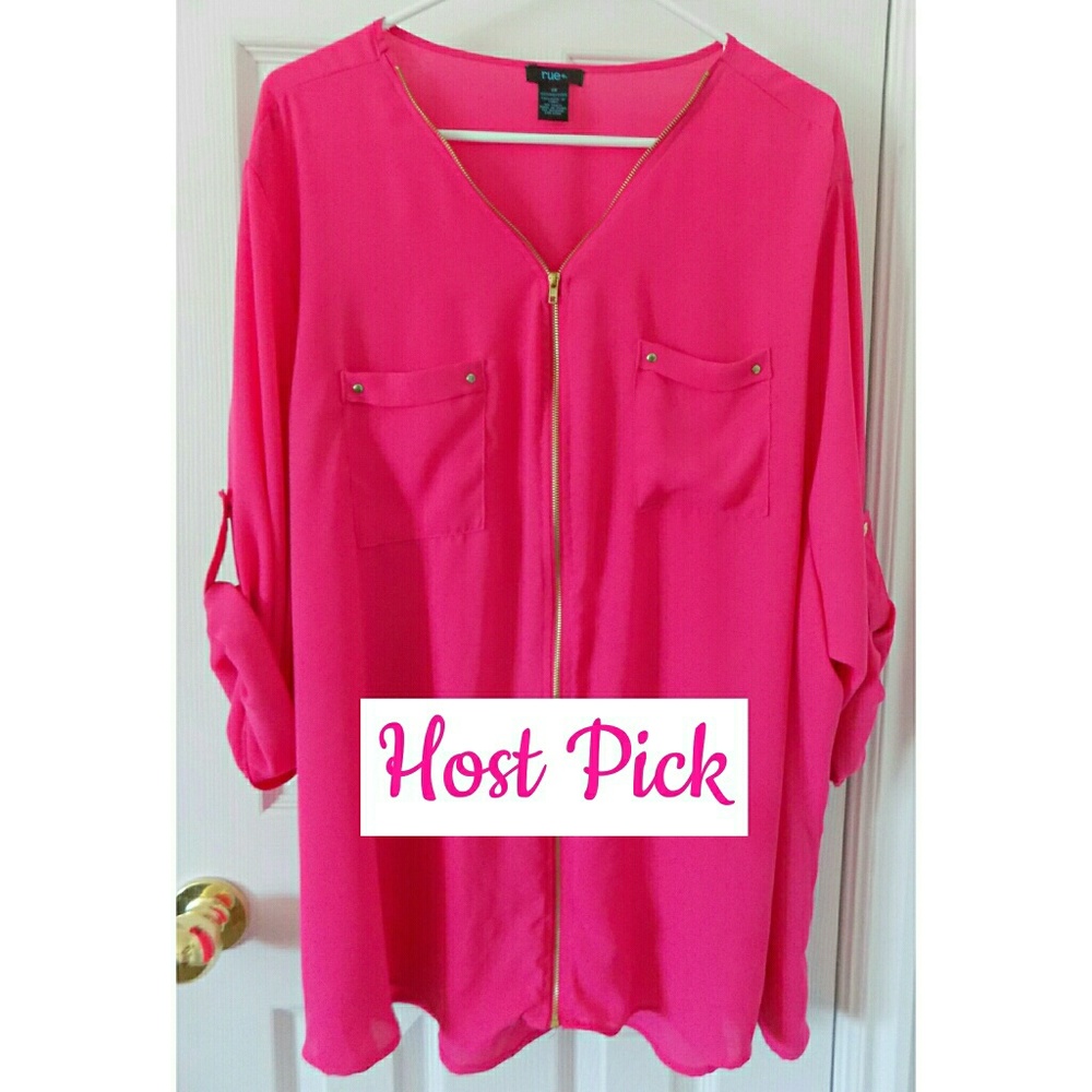 ⚡ SALE! HP! rue+ Bright Pink Popover Blouse