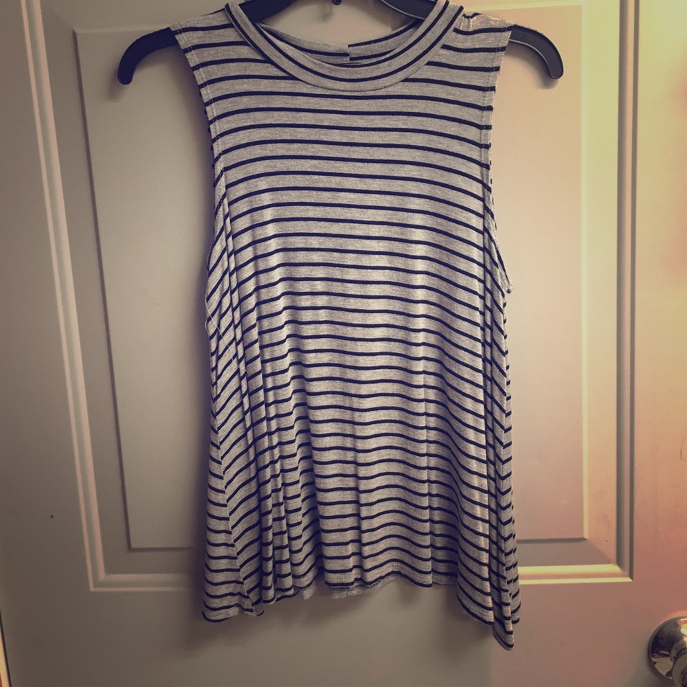 Black and grey stripe sleeveless top