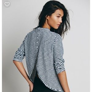 Free People striped, open back top.