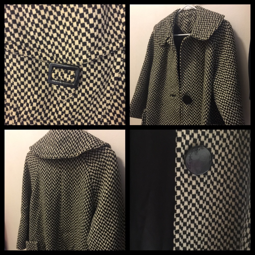 Black & White Houndstooth Vintage Coat