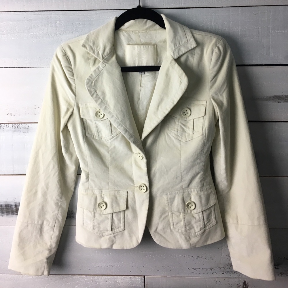 bebe Velvet Blazer - Cream Color - Women's 4