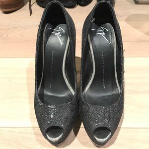 GIusepe Zanotti black glitter heel