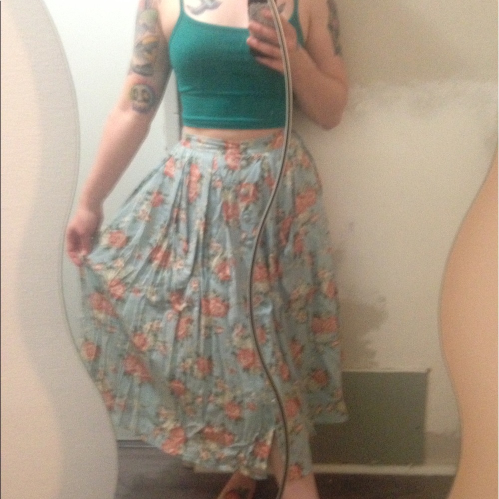 Mid-calf length floral skirt
