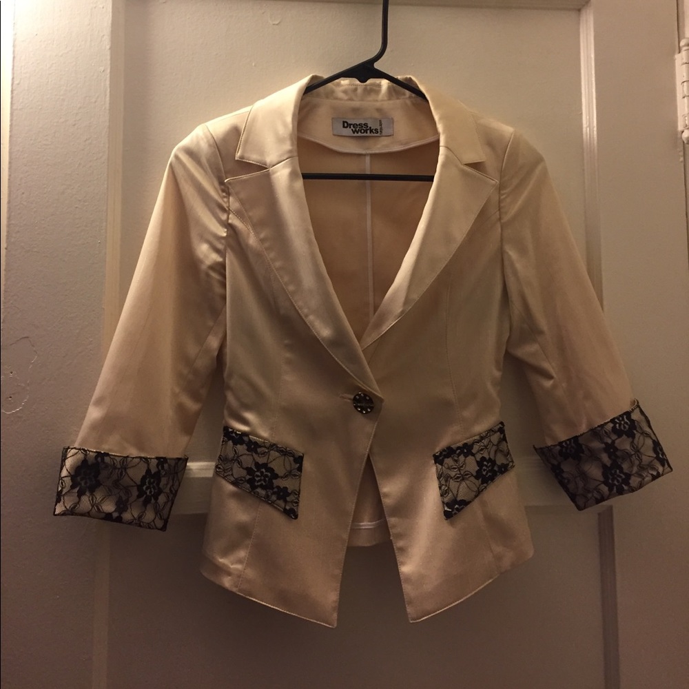 Sliver striped 2pc gold skirt suits