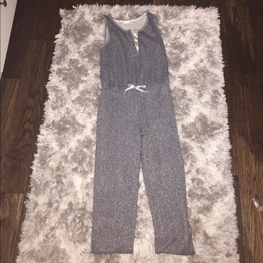 lightly shimmered grey sweater jumpsuit