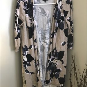 Floral Knee Length Cardigan