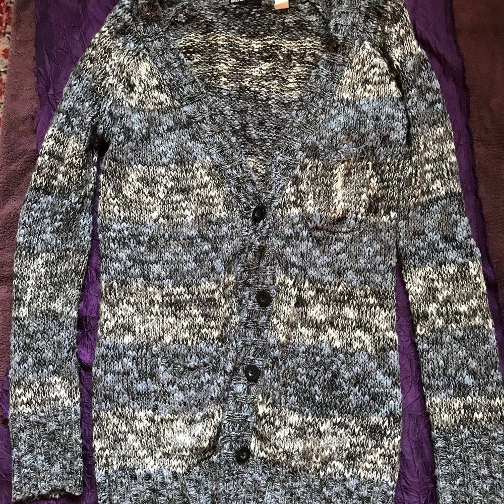 Blue and white button down sweater