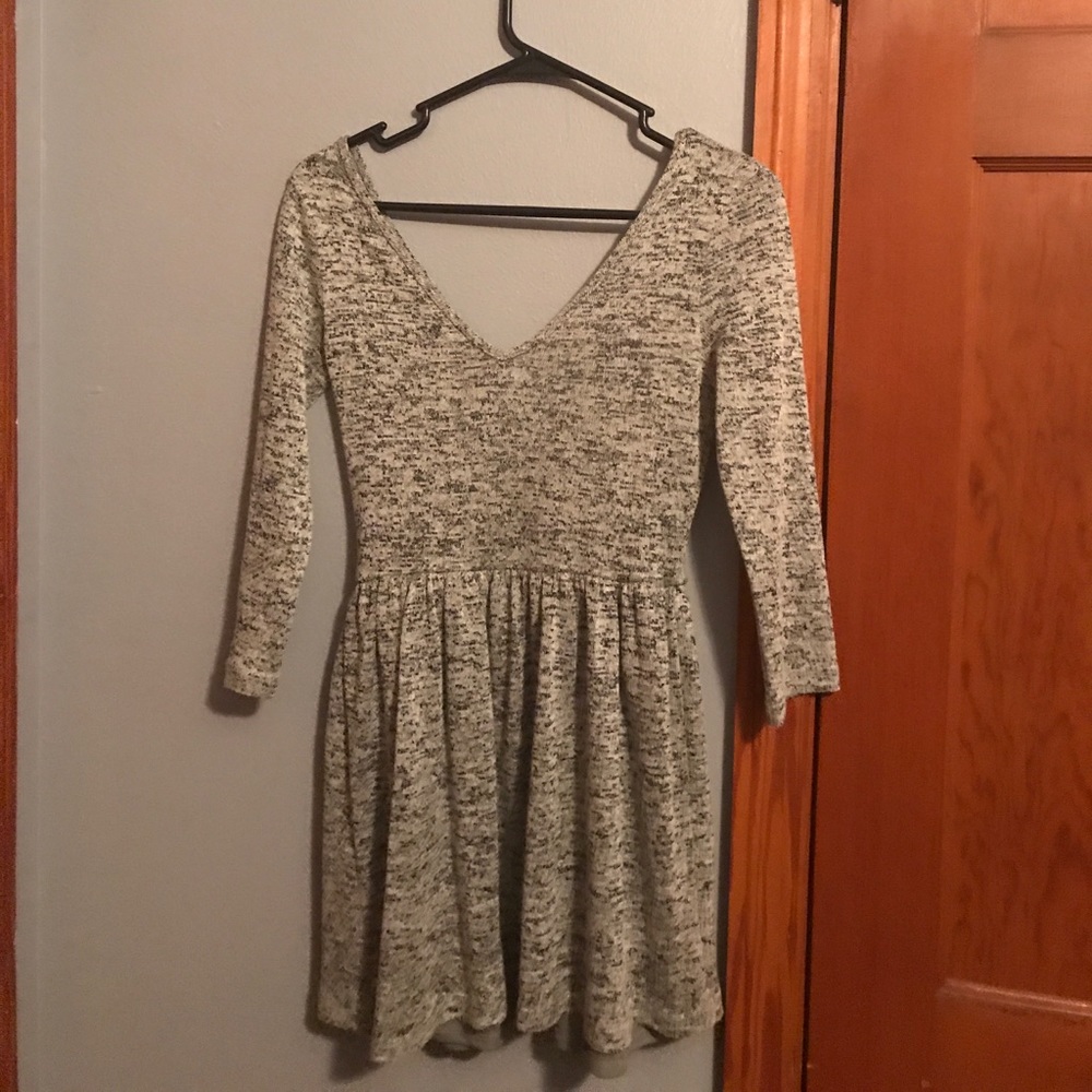 Gray V-neck dress