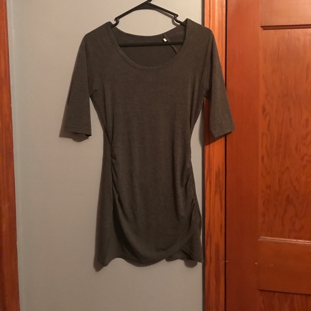 Dark gray ruched sides dress