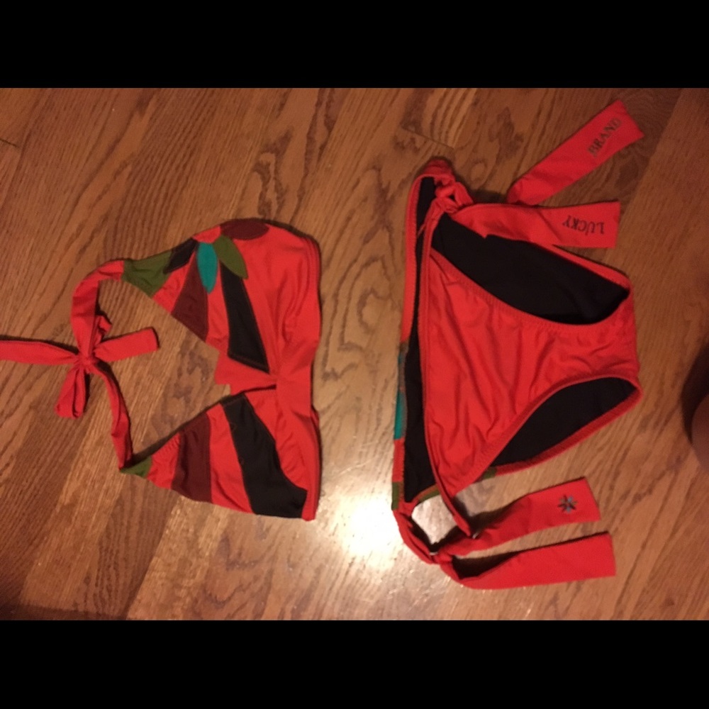 Red lucky brand bikini